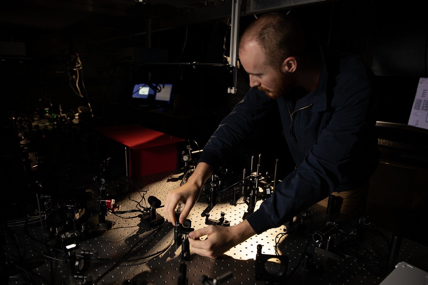 doctoral student in lab