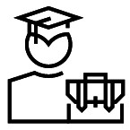 Icon of graduate student with bag