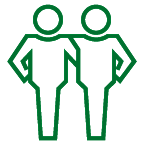 Icon of two figures supporting each other.