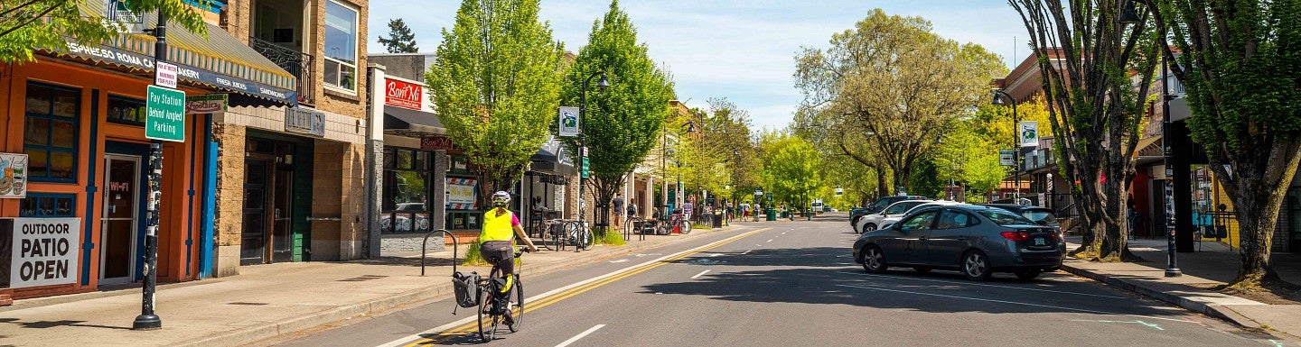 street with someone biking