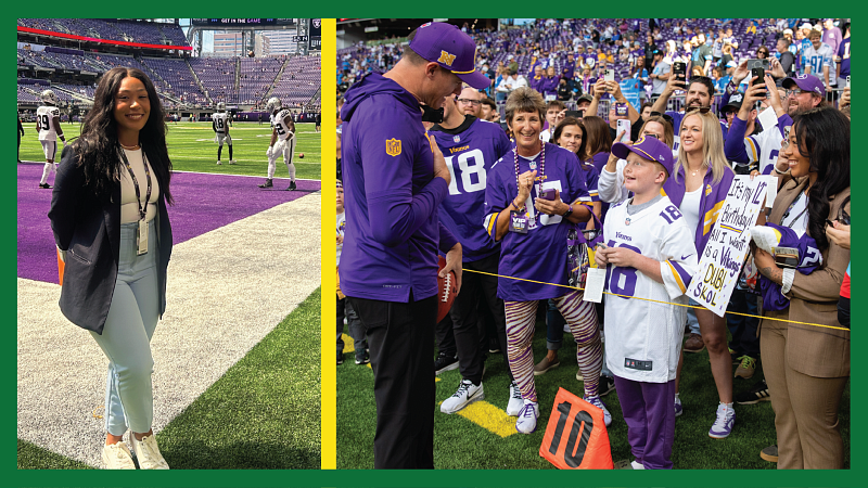 Naomi working with the Minnesota Vikings.