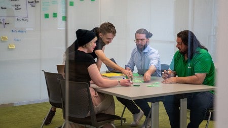Students working on a group work