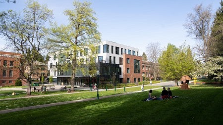 uo building in spring