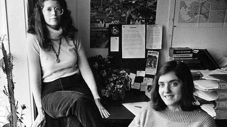 Barbara Williams and Susan Sygall in 1981, when they were UO graduate students.