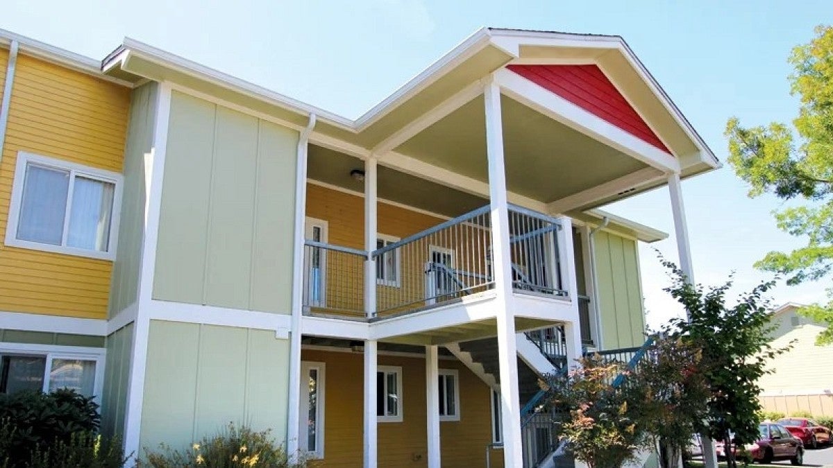 image of outside stairs of apartment building