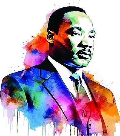 Watercolor illustration of Dr. Martin Luther King, Jr. 