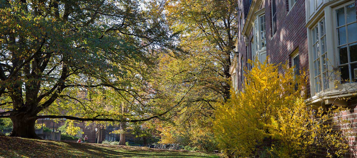 Fall on campus near Susan Campbell Hall
