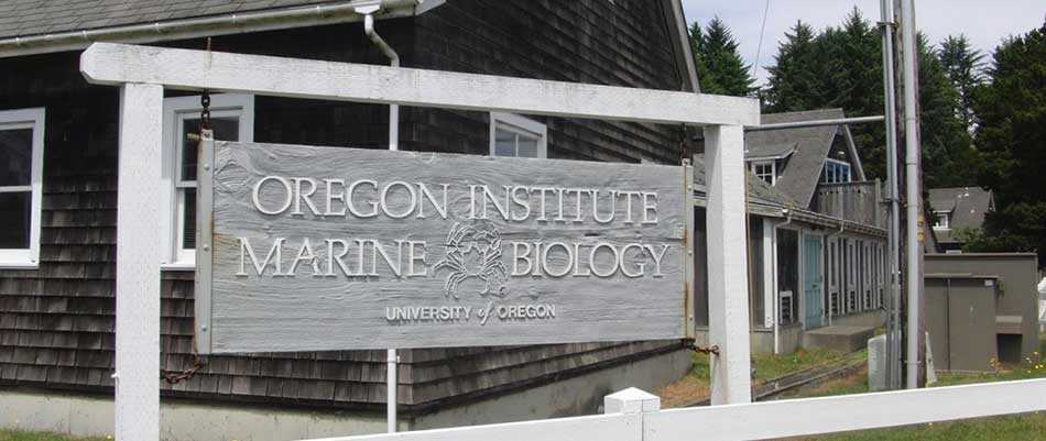 Oregon Institute of Marine Biology sign in front of the facility